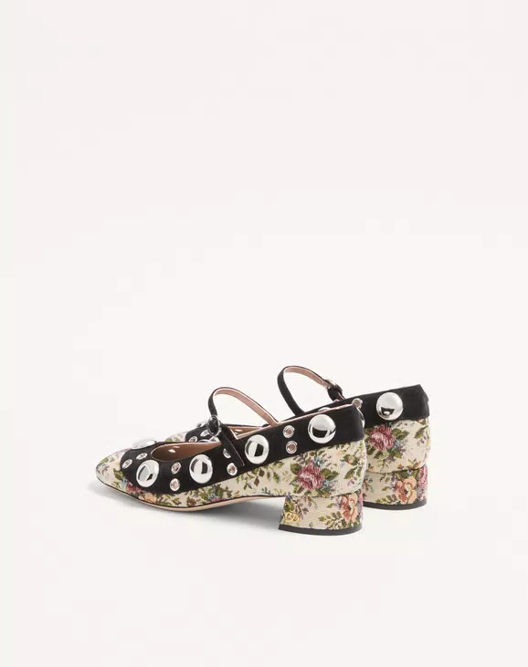 Valentino Mary-Jane Nellcôte Pumps In Papier Floral Jacquard Fabric 30Mm - Image 4